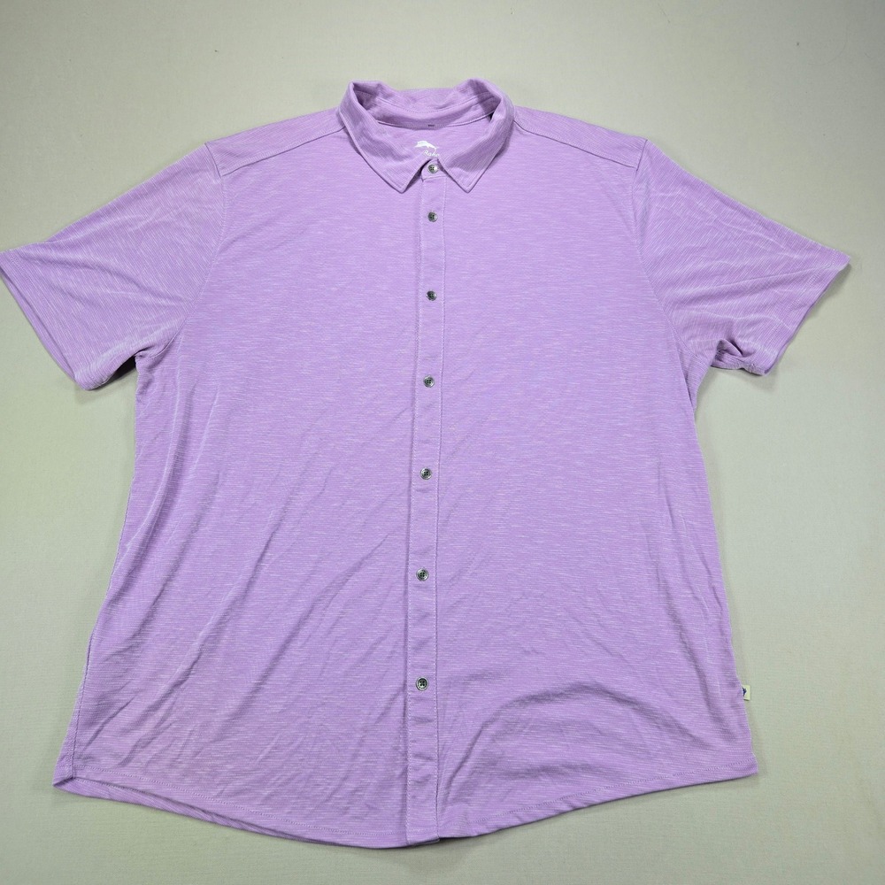 Tommy Bahama Button Down Shirt Slub Texture Knit Purple Mens XXL